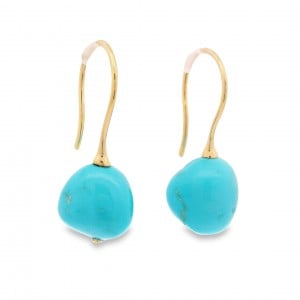 Turquoise hook earrings in 18k gold