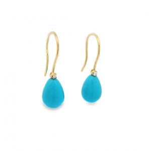 Turquoise hook earrings with diamonds in 18k gold