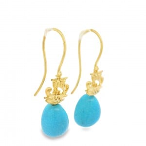 Turquoise ''Odysseus" hook earrings in 18k gold