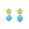 Turquoise daisy earrings with diamonds in 18k gold