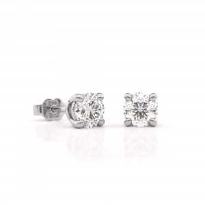  Solitaire earrings with Lab-Grown diamonds in 18K white gold, IGI certified