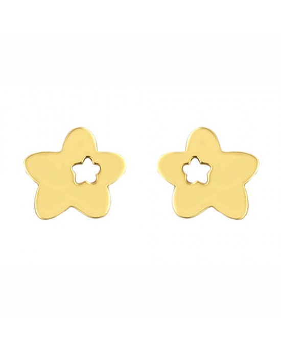 Σκουλαρίκια αστέρι από χρυσό Κ14 Ekan