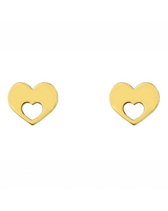 Σκουλαρίκια καρδιά από χρυσό Κ14 Ekan