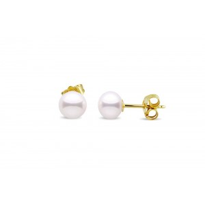 Καρφωτά σκουλαρίκια με λευκά button μαργαριτάρια 6.5-7mm από χρυσό Κ18