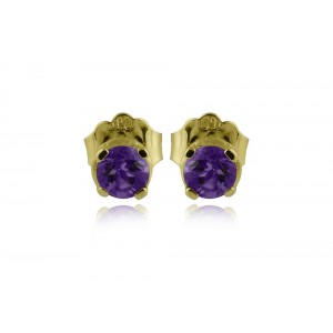Amethyst stud earrings in 18k gold
