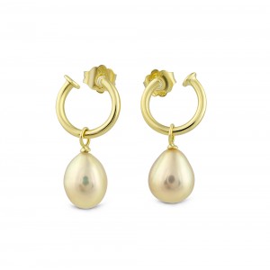 Drop pearl earrings in 18k gold