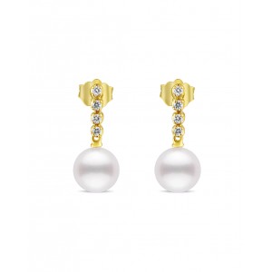 Σκουλαρίκια με μαργαριτάρια και διαμάντια από χρυσό Κ18 
