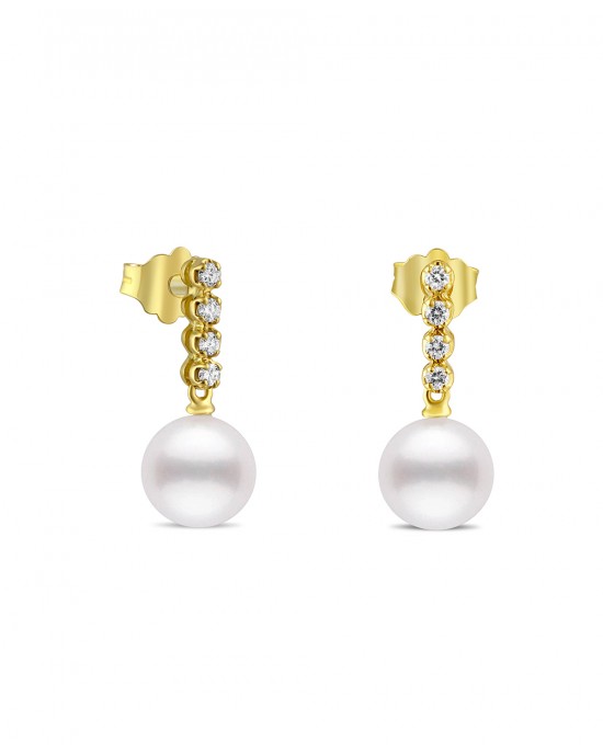 Σκουλαρίκια με μαργαριτάρια και διαμάντια από Χρυσό Κ18 