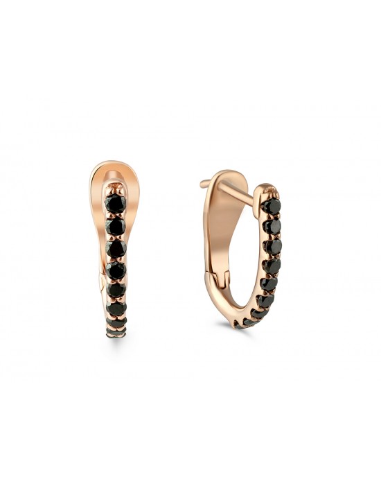 Earrings with black diamonds in 18K pink gold 