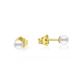 Καρφωτά σκουλαρίκια με λευκά στρογγυλά μαργαριτάρια 4-4.5mm από χρυσό Κ18