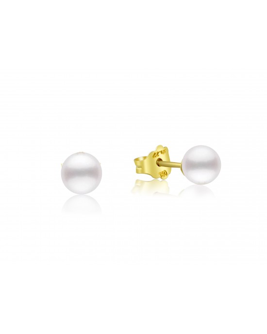 Καρφωτά σκουλαρίκια με στρογγυλά μαργαριτάρια 5.5-6mm από χρυσό Κ18