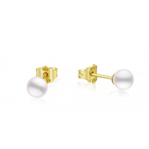 Καρφωτά σκουλαρίκια με λευκά στρογγυλά μαργαριτάρια 6.5-7mm από χρυσό Κ18