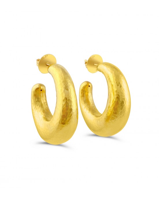 Hammered Hoop Earrings in gold-plated sterling silver 925°