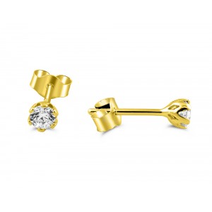 CZ stud earrings 3mm in 14k gold