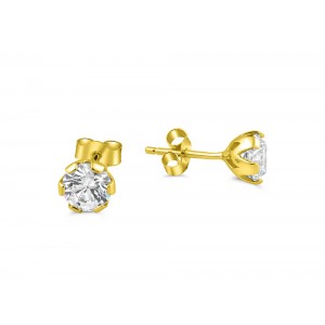 Καρφωτά σκουλαρίκια με ζιργκόν 5mm από χρυσό Κ14