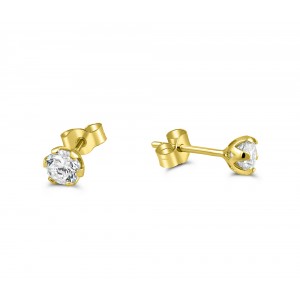 Καρφωτά σκουλαρίκια με ζιργκόν 4mm από χρυσό Κ14