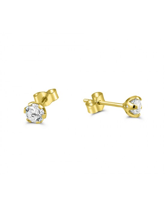 CZ stud earrings 4mm in 14k gold