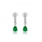 Dangling emerald and diamonds earrings in 18k white gold