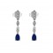 Dangling sapphire and diamonds earrings in 18k white gold
