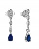 Dangling sapphire and diamonds earrings in 18k white gold