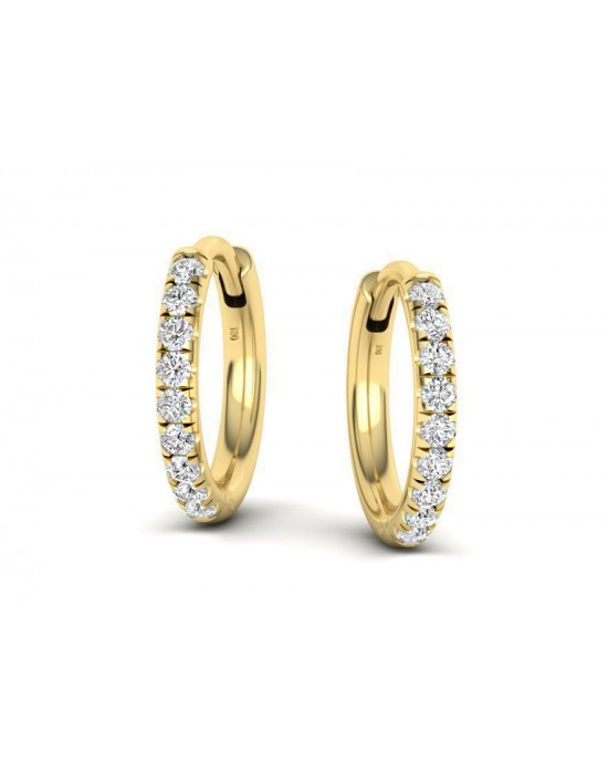 Σκουλαρίκια κρίκοι με διαμάντια από χρυσό Κ18 