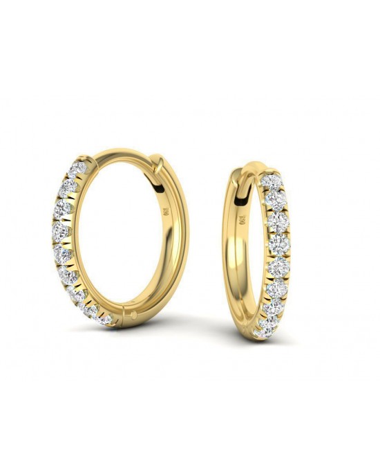 Pave hoop diamond earrings in 18k gold 