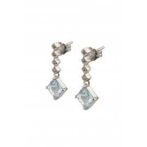 Earrings with Topaz and Cubic Zirconia in 14k white gold