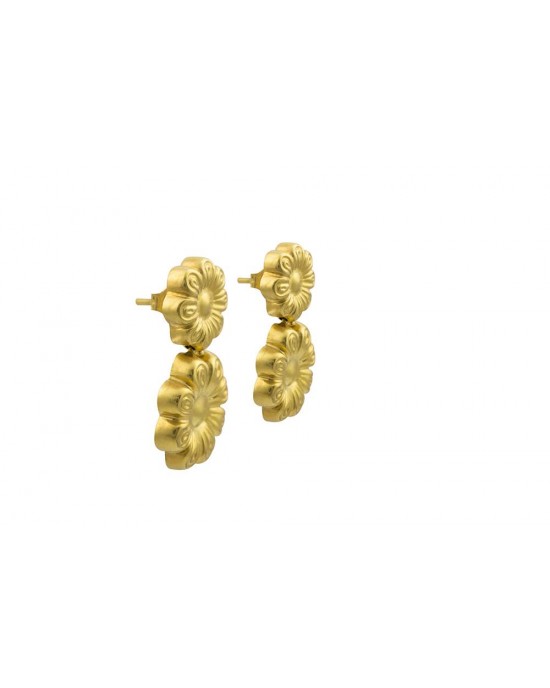 Σκουλαρίκια μαργαρίτες διπλές από χρυσό Κ18
