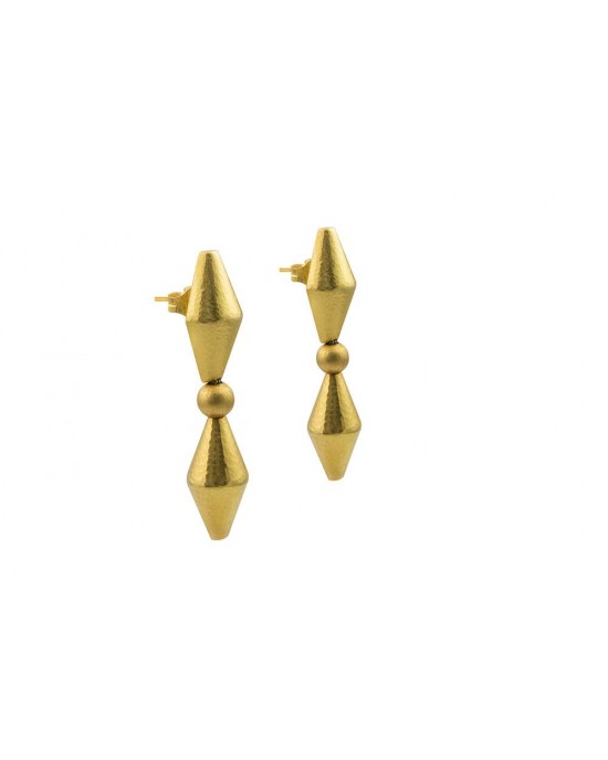 Σφυρήλατα αρχαϊκά σκουλαρίκια από χρυσό Κ18