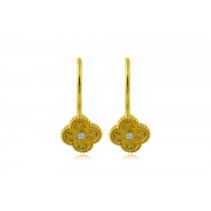 Βυζαντινά σκουλαρίκια  από Χρυσό Κ18 με διαμάντια 0.03ct