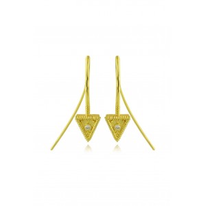 Βυζαντινά σκουλαρίκια "Τριγωνάκια" από Χρυσό Κ18 με διαμάντια 0.03ct