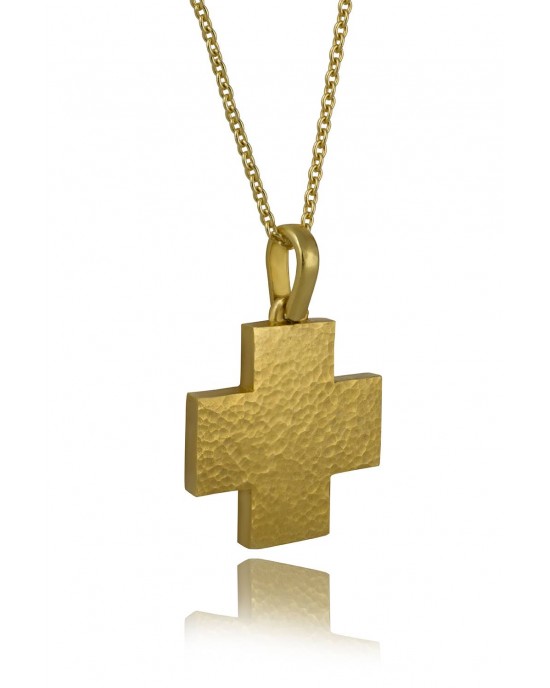 Σφυρήλατος βαπτιστικός σταυρός από χρυσό Κ18