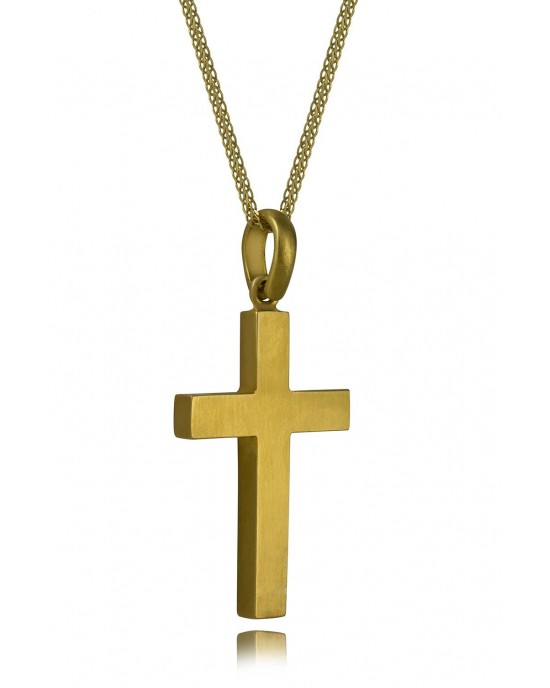 Ματ βαπτιστικός σταυρός από χρυσό Κ14