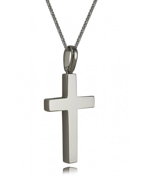  Βαπτιστικός σταυρός από λευκόχρυσο Κ18 και αλυσίδα