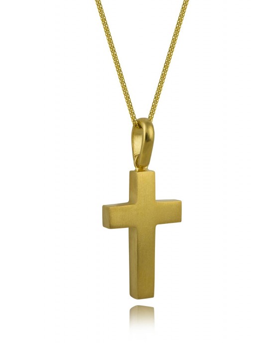Βαπτιστικός σταυρός από χρυσό Κ18 και αλυσίδα