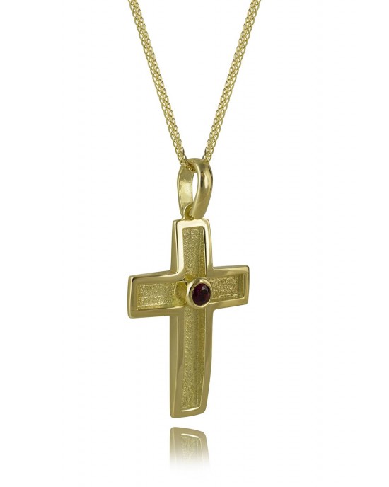 Cross with ruby in 14k gold 