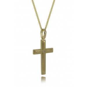 Baptism cross with diamond in 14k gold