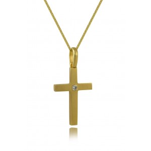 Baptism cross with diamond in 18k gold