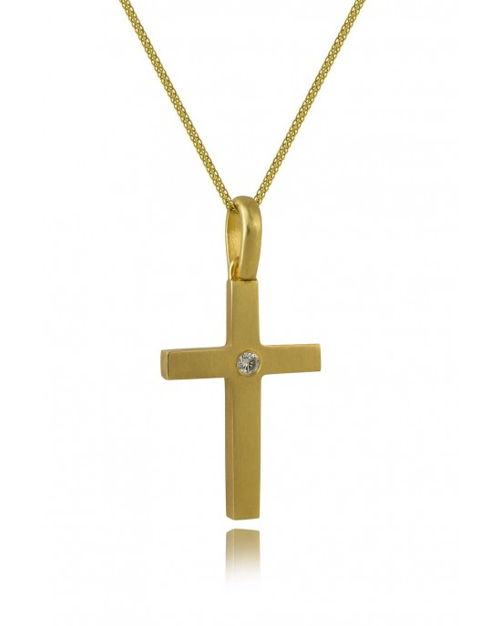 Cross with diamond in 18K gold - Timeless luxury  Cross with diamond in 18K gold - Elegant and luxurious design