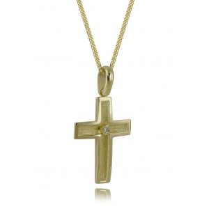 Cross with diamond in 14k gold
