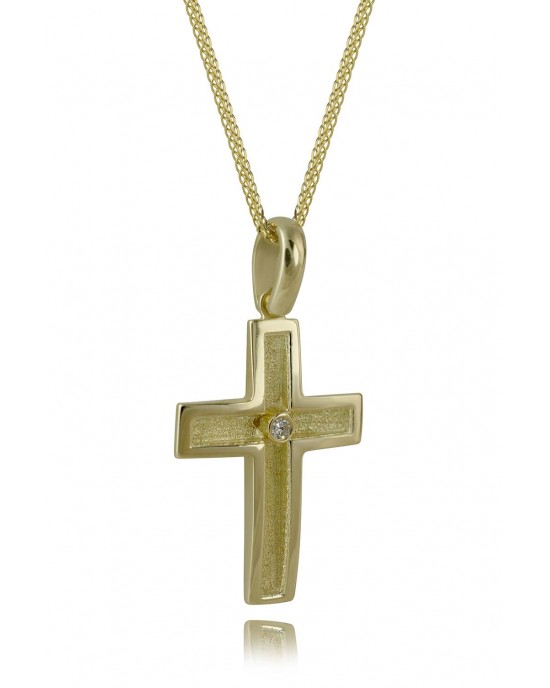 Cross with diamond in 14k gold
