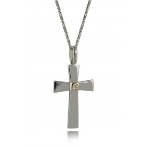 Cross with diamond in 18k White Gold 