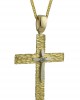 Two-sided cross with Cubic Zirconia in 14k gold