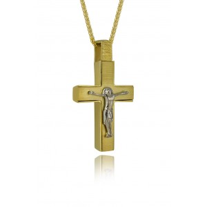 Two-sided baptism cross in 14k gold 