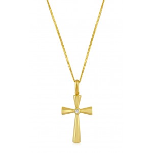  Βυζαντινός σταυρός με ζιρκόν και ζαφείρι ή ρουμπίνι από χρυσό Κ14
