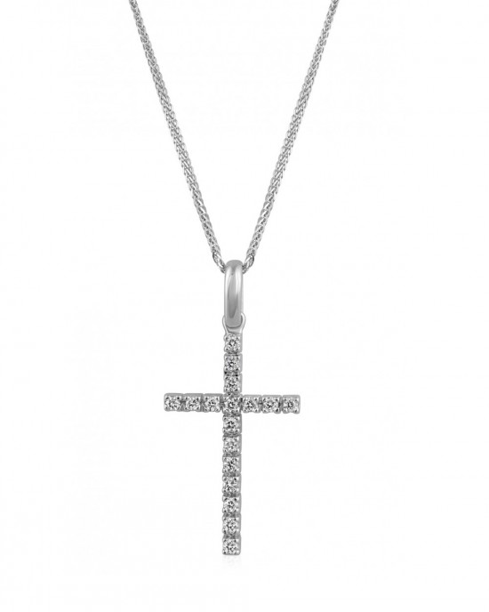 Cross with diamonds 0,30ct in 18k white gold 
