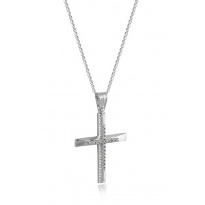 Cross with and CZ in 14k white gold