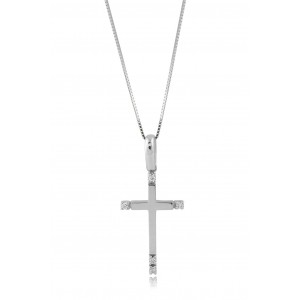 Cross with cubic zirconia in 14k white gold