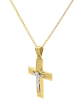 Two-toned "Crucified" christening cross in 14K gold