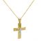 Two-toned "Crucified" christening cross in 14k gold